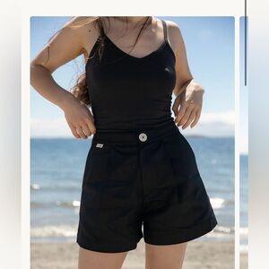 Shelter high-waisted cotton canvas shorts